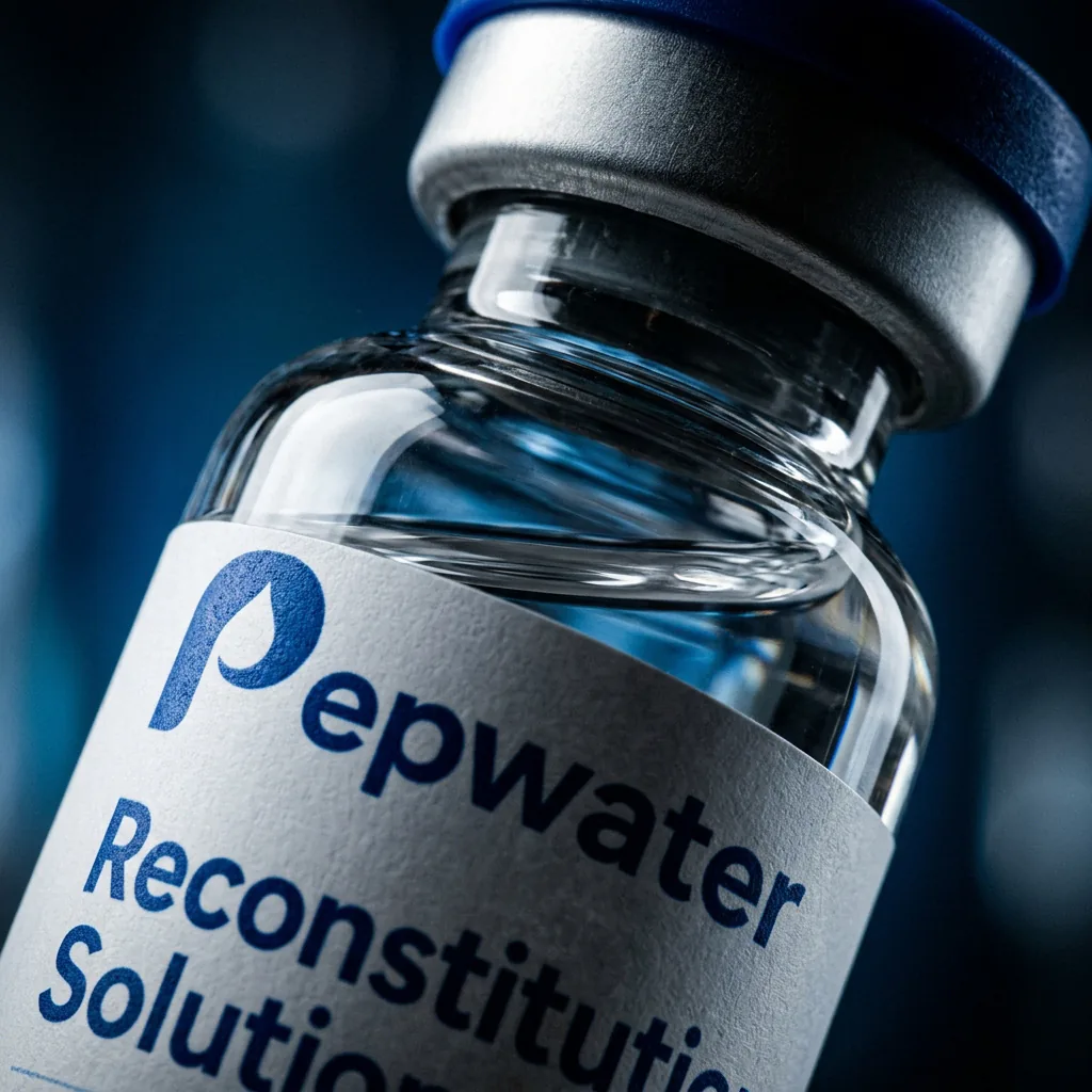Close studio view of a PepWater 30 mL research vial